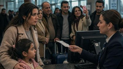 في المطار الموظفه وقفتني